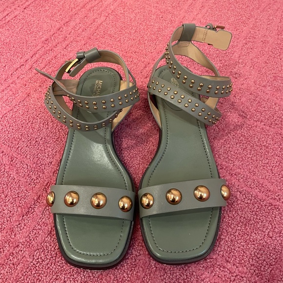 Michael Kors Green Studded Sandals Size 9.5 - Picture 1 of 6